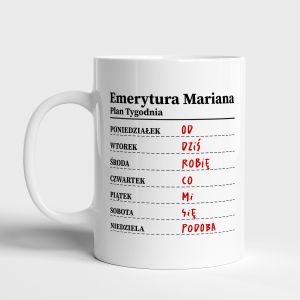 Kubek ze miesznym napisem PREZENT NA EMERYTUR kubek emeryta prezent dla emeryta