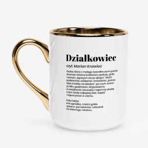 Kubek ze z�otym uchem i rantem DEFINICJA prezent dla dzia�kowca prezent dla ogrodnika