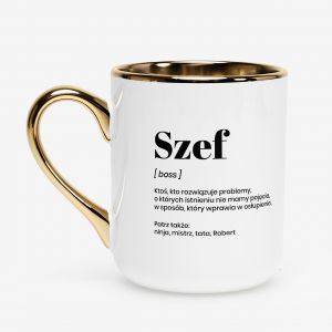 Kubek ze z�otym uchem i rantem PREZENT DLA SZEFA prezent dla kierownika menad�era