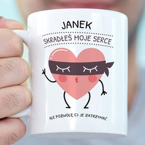 Kubek walentynkowy SKRADE MOJE SERCE personalizowany