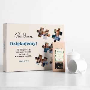 Zestaw kubki z pokrywk i herbata PUZZLE prezent dla wychowawczyni podzikowanie dla wychowawczyni