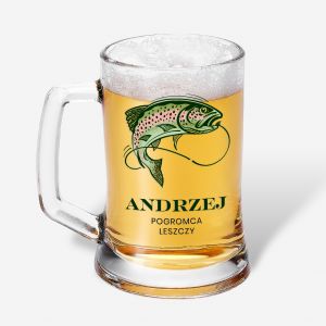 Kufel do piwa POGROMCA LESZCZY prezent dla w�dkarza �mieszny prezent dla w�dkarza  prezent na urodziny dla w�dkarza
