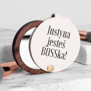 Grawerowane lusterko JESTE BOSSka upominek dla szefowej