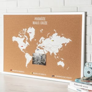 Korkowa mapa świata w ramie 60x90 cm