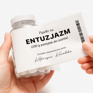 Mitwki + etykieta dekoracyjna do samodzielnego naklejenia ENTUZJAZM prezent dla pesymisty prezent dla marudy