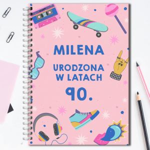 Personalizowany notes LATA 90. sentymentalny prezent na urodziny