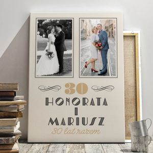 Obraz na płótnie na 30 rocznicę ślubu KIEDYŚ I DZIŚ 100x70 cm