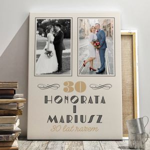 Obraz na ptnie na 30 rocznic lubu KIEDY I DZI 100x70 cm prezent na 30 rocznic lubu