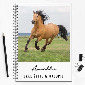 Personalizowany pamiętnik z koniem ŻYCIE W GALOPIE
