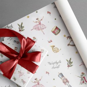 Personalizowany papier na prezenty świąteczne DZIADEK DO ORZECHÓW