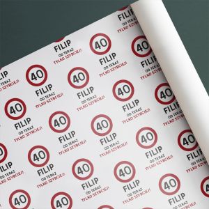 Personalizowany papier do pakowania prezentw ZNAK 40 opakowanie na prezenty papier do prezentw