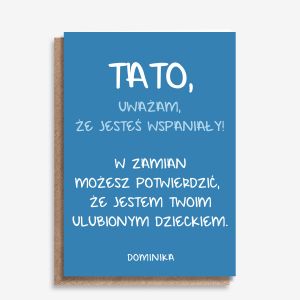 Personalizowana kartka dla taty JESTE� WSPANIA�Y kartka na dzie� taty kartka na dzie� ojca upominek na dzie� taty