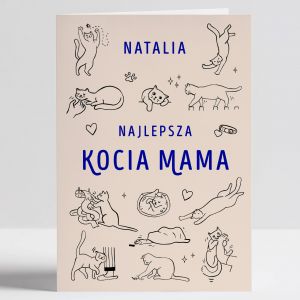 Personalizowana kartka KOCIA MAMA prezent dla kociary prezent dla mioniczki kotw kartka z imieniem
