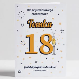 Personalizowana kartka na 18 URODZINY dla chrzeniaka