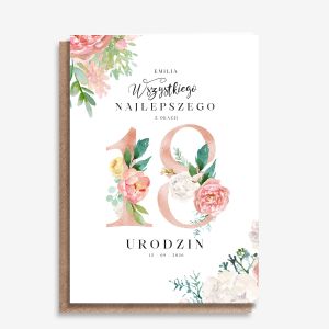 Personalizowana kartka na 18 urodziny dla dziewczyny