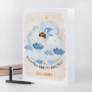Personalizowana kartka na chrzest MAY ANIOEK A4 kartka z okazji chrztu pamitka chrztu witego