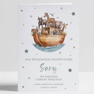 Personalizowana KARTKA NA CHRZEST OD CHRZESTNEJ