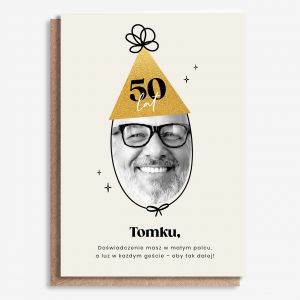 Personalizowana kartka na urodziny ZE ZDJCIEM kartka urodzinowa kartka personalizowana upominek na 50 urodziny