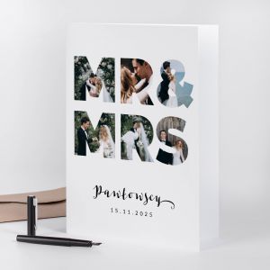 Personalizowana kartka na wesele MR&MRS kartka lubna upominek na lub kartka weselna upominek na wesele