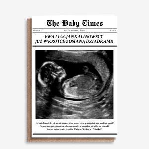 Personalizowana kartka THE BABY TIMES powiadomienie o ci��y prezent dla przysz�ych dziadk�w
