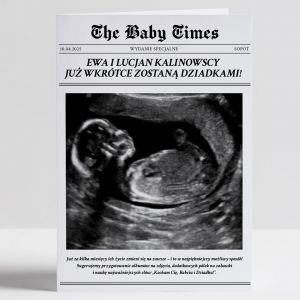 Personalizowana kartka THE BABY TIMES powiadomienie o ciy prezent dla przyszych dziadkw