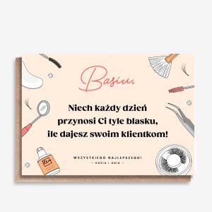 Personalizowana kartka urodzinowa dla STYLISTKI RZ�S prezent dla stylistki rz�s prezent dla kosmetyczki