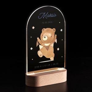 Personalizowana lampka led MISIO prezent z okazji narodzin dziecka lampka z metryczk� lampka dla dziecka