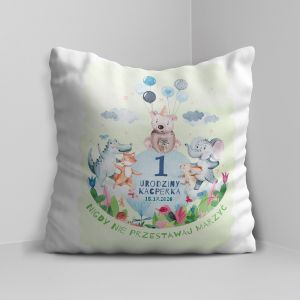 Personalizowana poduszka NA ROCZEK DLA CHOPCA prezent na roczek dla chopca poduszka personalizowana