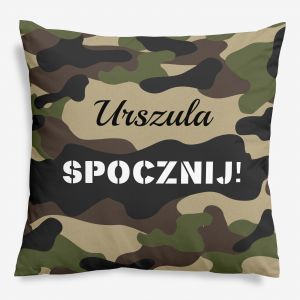 Personalizowana poduszka SPOCZNIJ prezent dla �o�nierki poduszka moro prezent na przysi�g� wojskow�