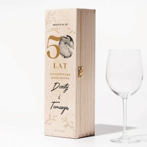 Personalizowana skrzynka na wino ze zdj�ciem 50 ROCZNICA �LUBU prezent na 50 rocznic� �lubu prezent dla rodzic�w