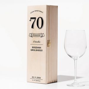 Personalizowana skrzynka na alkohol PREZENT NA 70 URODZINY skrzynka z grawerem