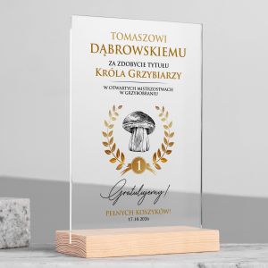 Personalizowana statuetka KR�L GRZYBIARZY prezent dla grzybiarza statuetka personalizowana