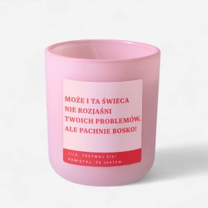 Personalizowana wieca zapachowa PACHNIE BOSKO prezent na pocieszenie prezent na rozstanie