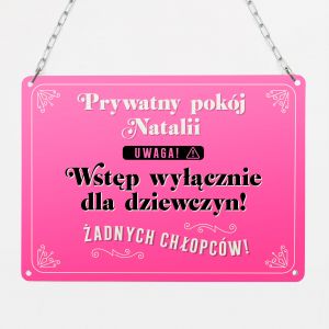 Tabliczka na drzwi do pokoju nastolatki TYLKO DLA DZIEWCZYN 