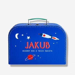 Kuferek na skarby RAKIETA prezent dla mionika kosmosu prezent na urodziny dla chopca prezent dla chopca