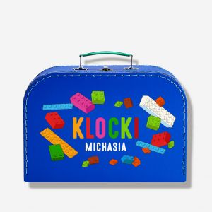 Personalizowana walizka KLOCKI prezent dla chopca kuferek na zabawki walizka na zabawki kuferek na drobiazgi