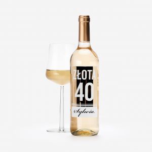 Personalizowane białe wino na 40 urodziny ZŁOTA 40