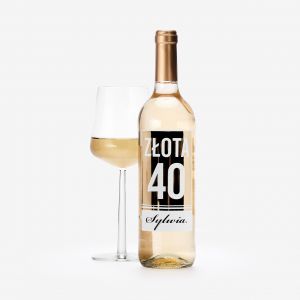 Personalizowane biae wino na 40 urodziny ZOTA 40