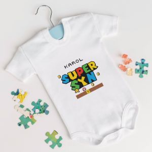 Personalizowane body dla dziecka SUPERSYN prezent dla noworodka prezent dla niemowlaka
