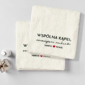 Personalizowane ręczniki dla dwojga WSPÓLNA KĄPIEL ZMNIEJSZA RACHUNKI