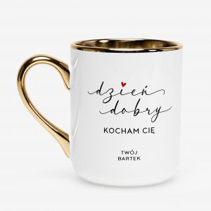 Personalizowany bia�o-z�oty kubek DZIE� DOBRY prezent dla dziewczyny kubek dla niej prezent na walentynki dla niej