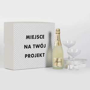 Personalizowany box z winem i kieliszkami TWJ PROJEKT zestaw z alkoholem personalizowany prezent