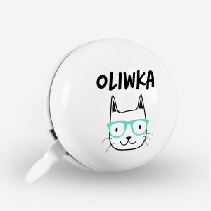Personalizowany dzwonek do roweru KOTEK dzwonek na rower dla dziewczynki prezent dla kociary