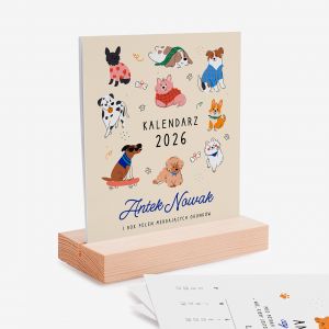 Personalizowany kalendarz biurkowy dla dzieci PIESKI