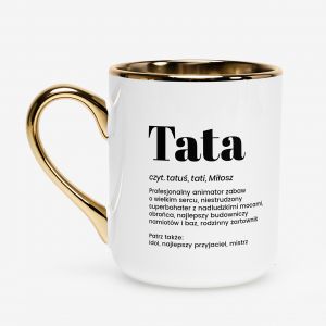 Personalizowany kubek dla taty DEFINICJA bia�o-z�oty kubek na dzie� taty kubek na dzie� ojca prezent dla taty