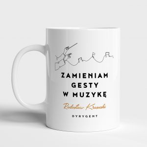 Personalizowany kubek GESTY prezent dla dyrygenta kubek muzyczny prezent dla muzyka