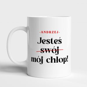 Personalizowany kubek dla niego JESTE MJ CHOP kubek dla Andrzeja prezent na imieniny Andrzeja