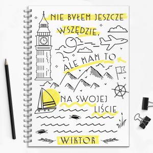 Personalizowany notatnik w twardej oprawie LISTA prezent dla podrnika gadet dla podrnika notes podrnika