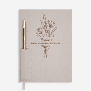 Beowy personalizowany planner DLA MAMY z dugopisem notes z nadrukiem prezent na dzie mamy notes na prezent