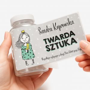 Mi�t�wki + etykieta dekoracyjna do samodzielnego naklejenia TWARDA SZTUKA prezent dla kobiety cukierki mi�towe